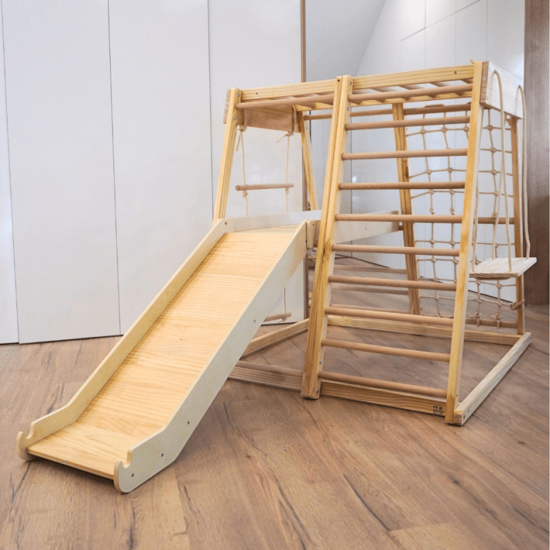 7-in-1 Indoor Wooden Playset Jungle Gym for Kids