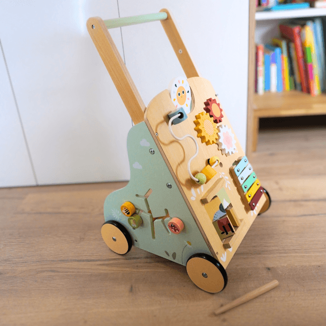 Leseni otroški hoduljček – učna lesena igrača za otroke od 1 do 3 let, montessori igrača za učenje hoje in razvoj motoričnih spretnosti. Darilo za krst ali darilo za rojstni dan. 