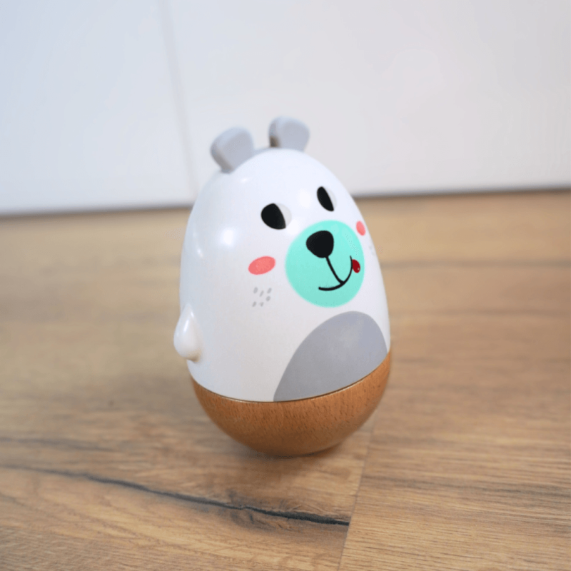 Majavi glasbeni medvedek – tumbler igrača za novorojenčke in dojenčke, ki uspava in zabava med trebuščkanjem, primerna od rojstva.