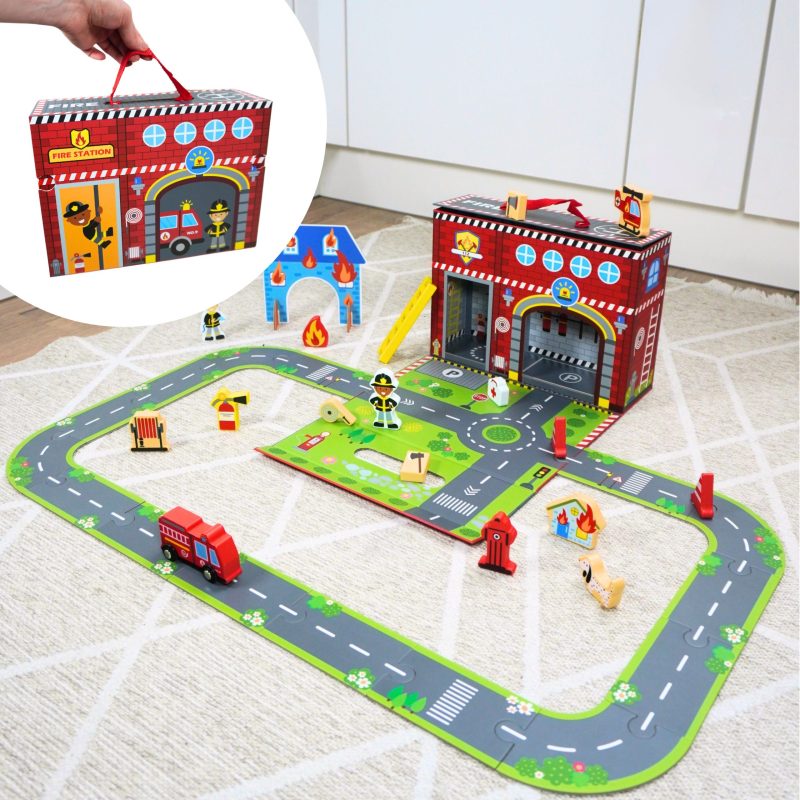 Fire Station - Fireman Play Set in Portable Box