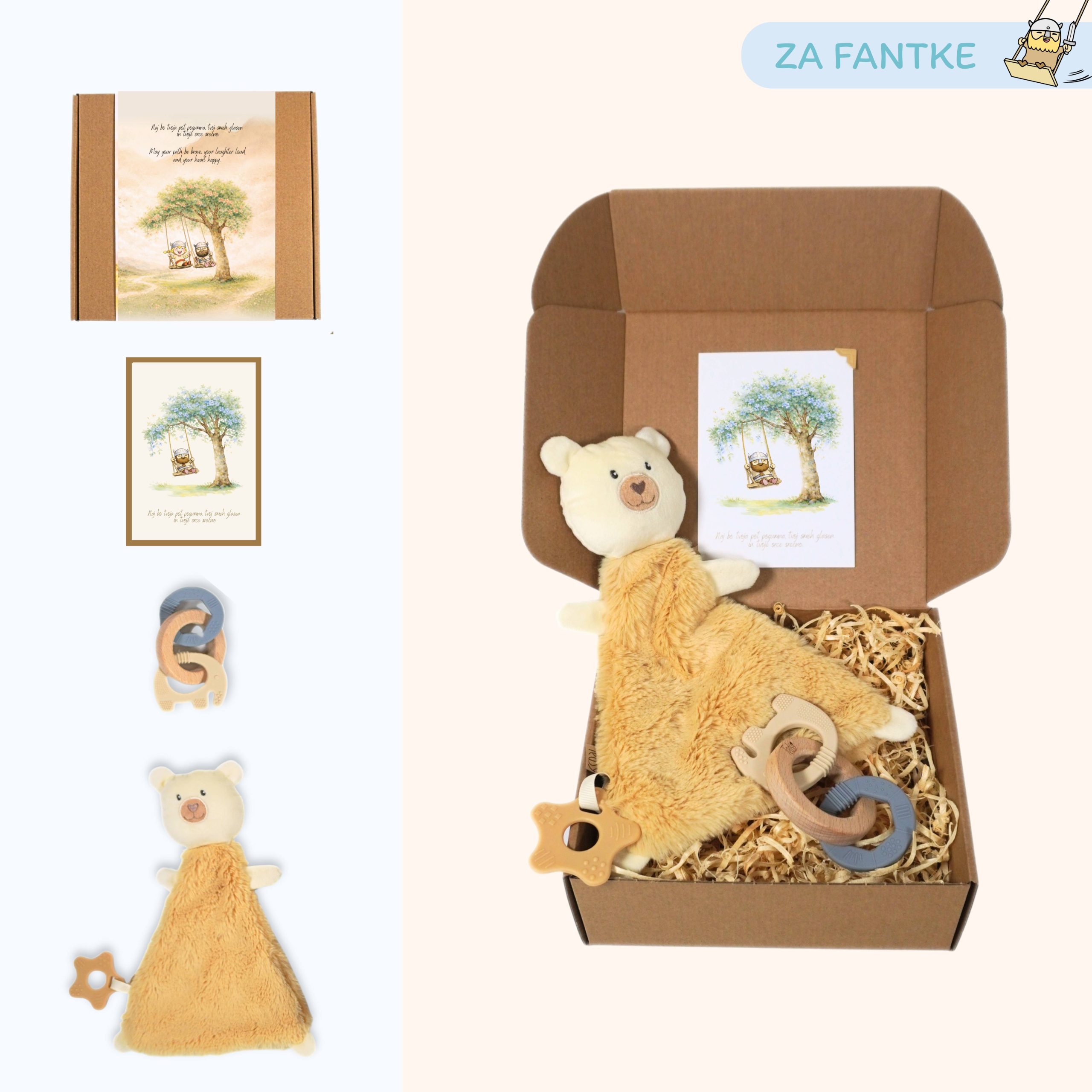 BÄREN-UMARMUNG – BLAU | Geschenkset zur Geburt für Jungen