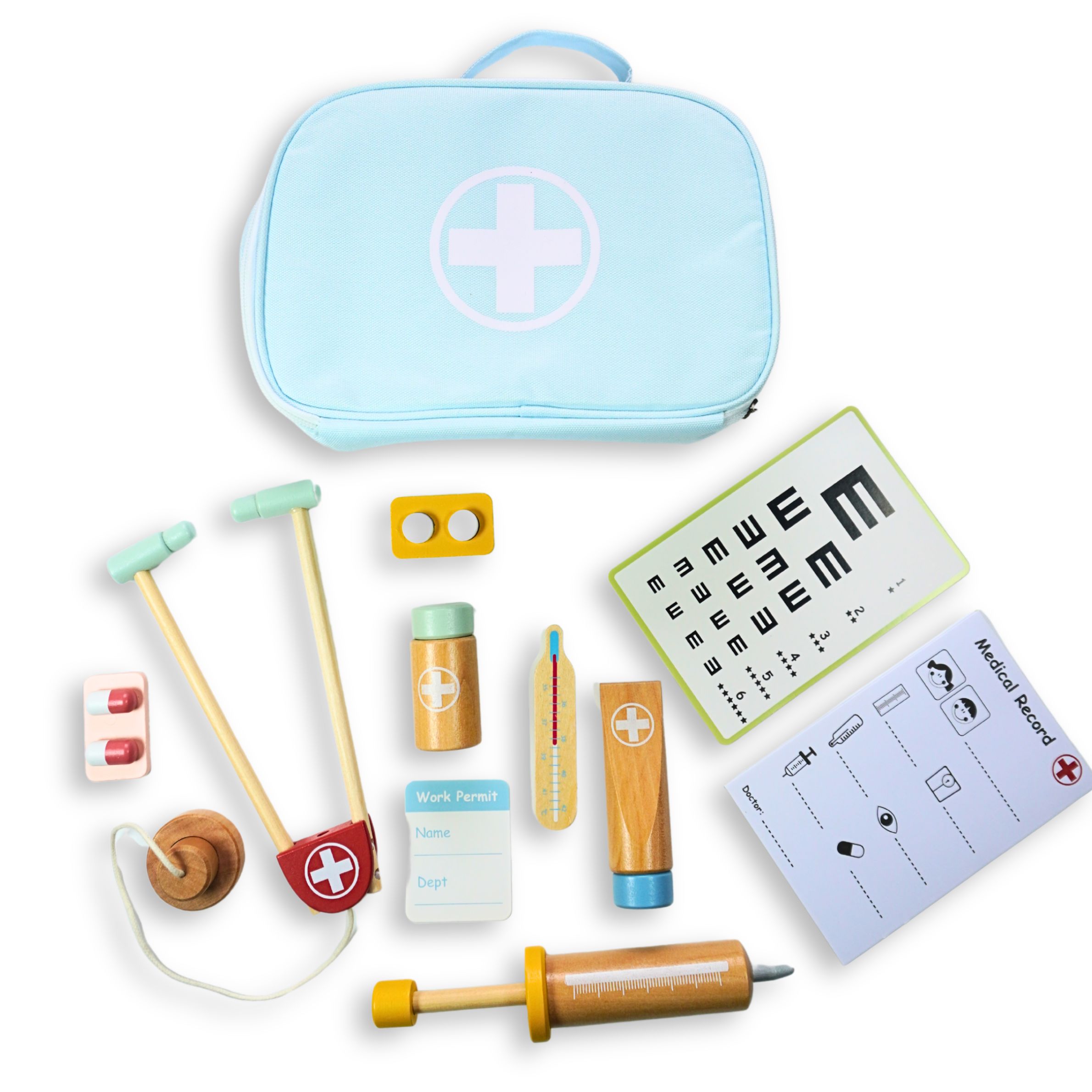 Zdravnik - set lesenih igrač Zdravstvena ambulanta v prenosni torbici